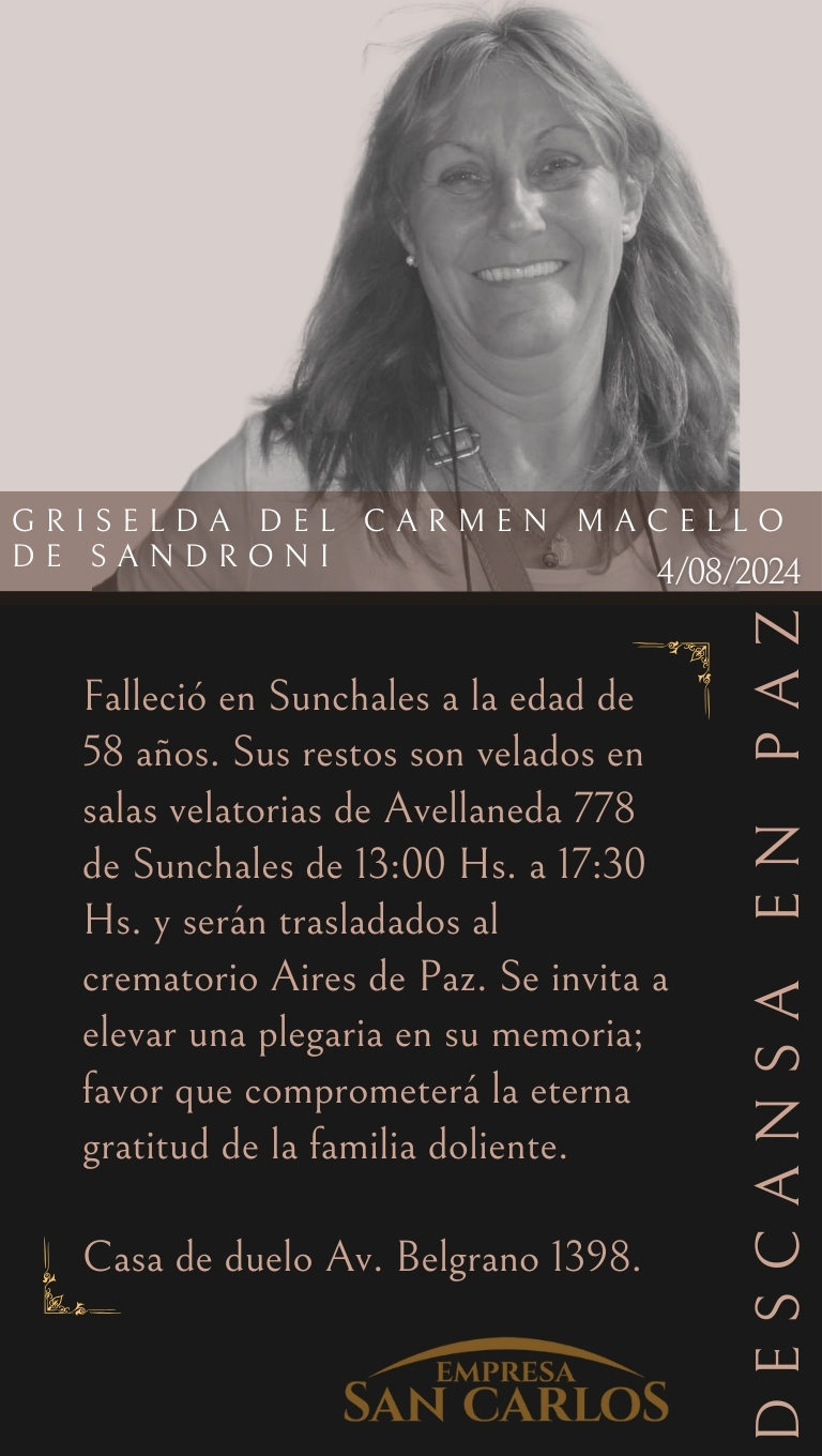 Griselda del Carmen Macello de Sandroni