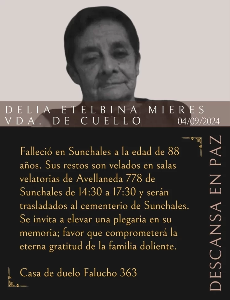 Delia Etelbina Mieres Vda. de Cuello