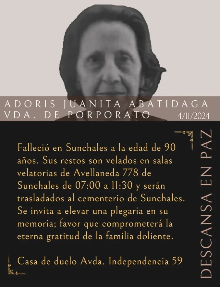 Adoris Juanita Abatidaga Vda. de Porporato