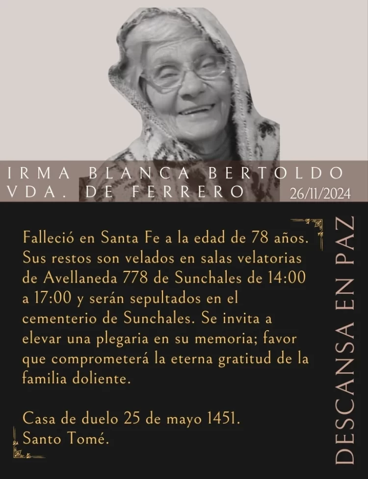 Irma Blanca Bertoldo Vda. de Ferrero