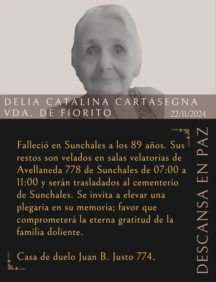 Delia Catalina Cartasegna Vda. de Fiorito