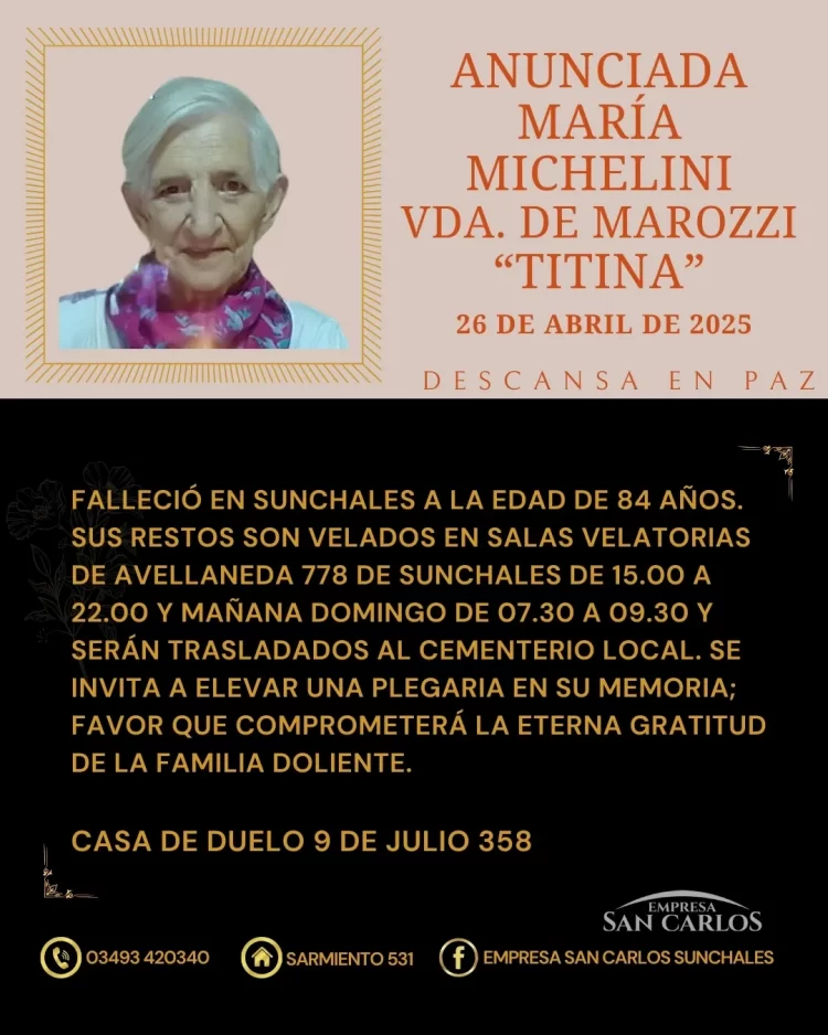 Anunciada María Michelini Vda. de Marozzi