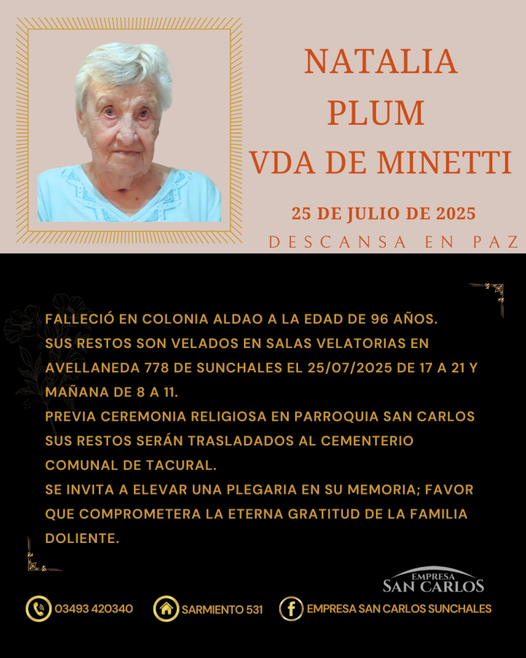 Plum Natalia Vda. de Minetti