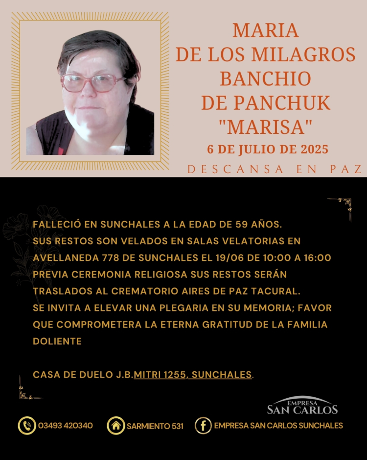 Maria de los Milagros Banchio de Panchuk “Marisa”