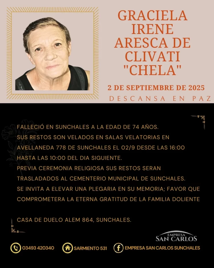 Graciela Irene Aresca de Clivati “Chela”