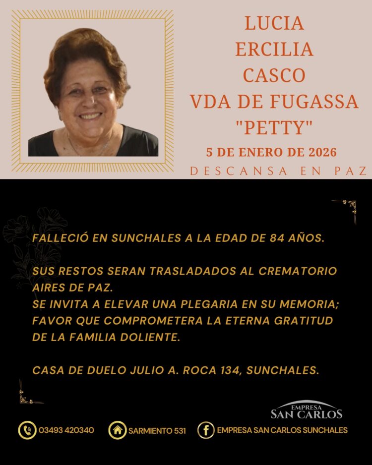 Lucia Ercilia Casco Vda de Fugassa “PETTY”